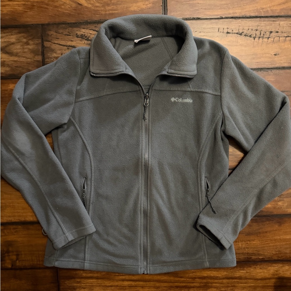 Columbia Charcoal Gray Full-Zip Fleece Jacket With Pockets